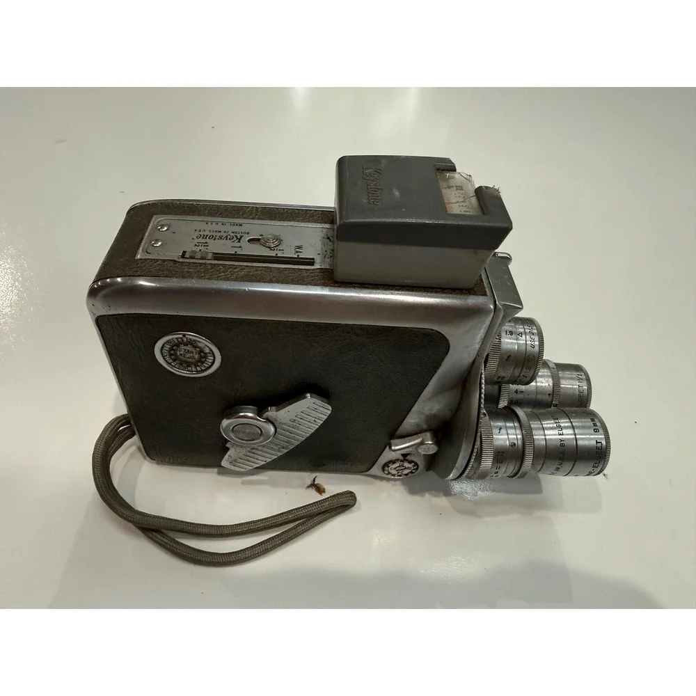 Vintage Keystone 8mm Movie Camera Triple Turret Elgeet Lenses Retro Film Prop